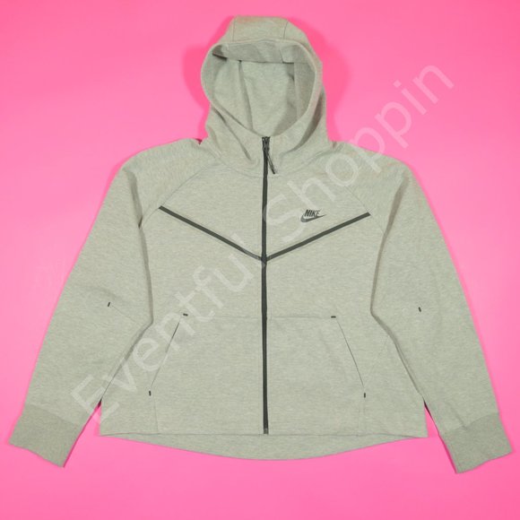 Nike Women's Sportswear Tech Fleece Windrunner Hoodie Jacket in Gray Size XL - Picture 2 of 9